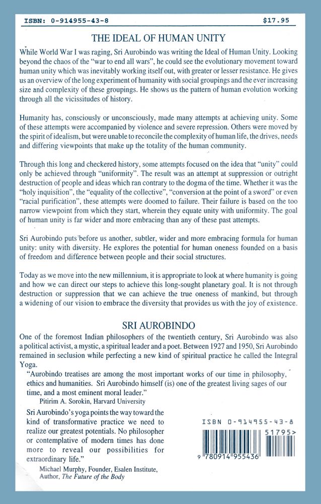 Ideal Of Human Unity, US Edition